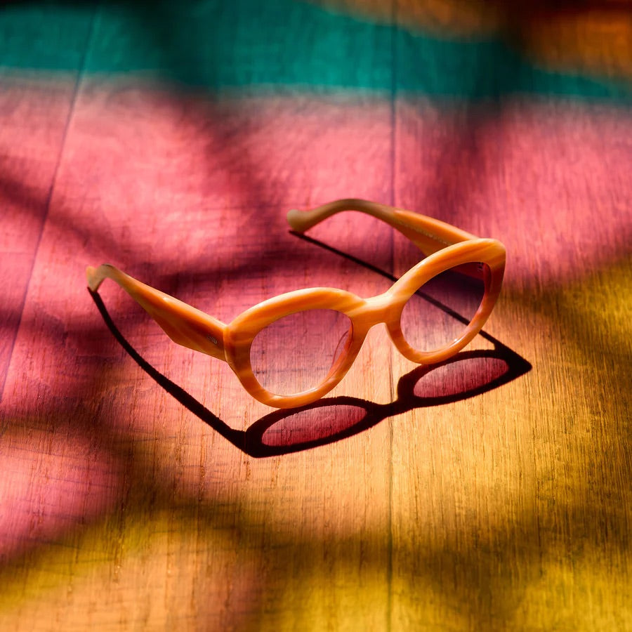 DIFF Eyewear Enid Sinclair Sunglasses in Orange Pink Stripe Wine Gradient