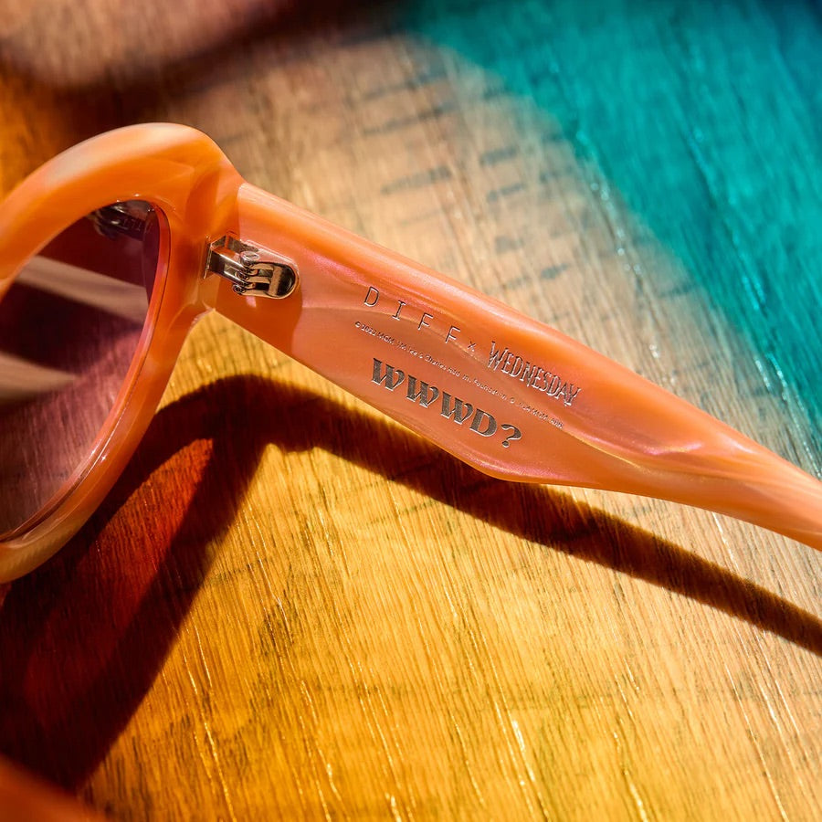 DIFF Eyewear Enid Sinclair Sunglasses in Orange Pink Stripe Wine Gradient