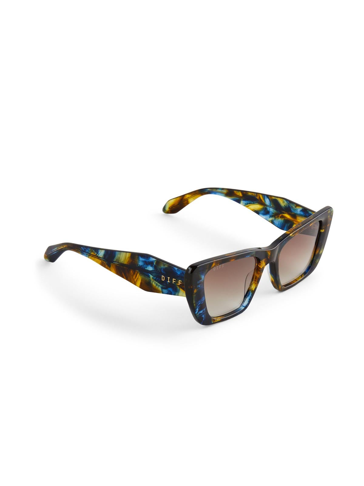 DIFF Eyewear Aura Sunglasses Glacial Tortoise & Brown Gradient Polarized