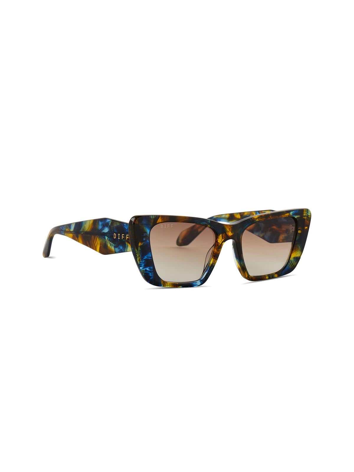 DIFF Eyewear Aura Sunglasses Glacial Tortoise & Brown Gradient Polarized