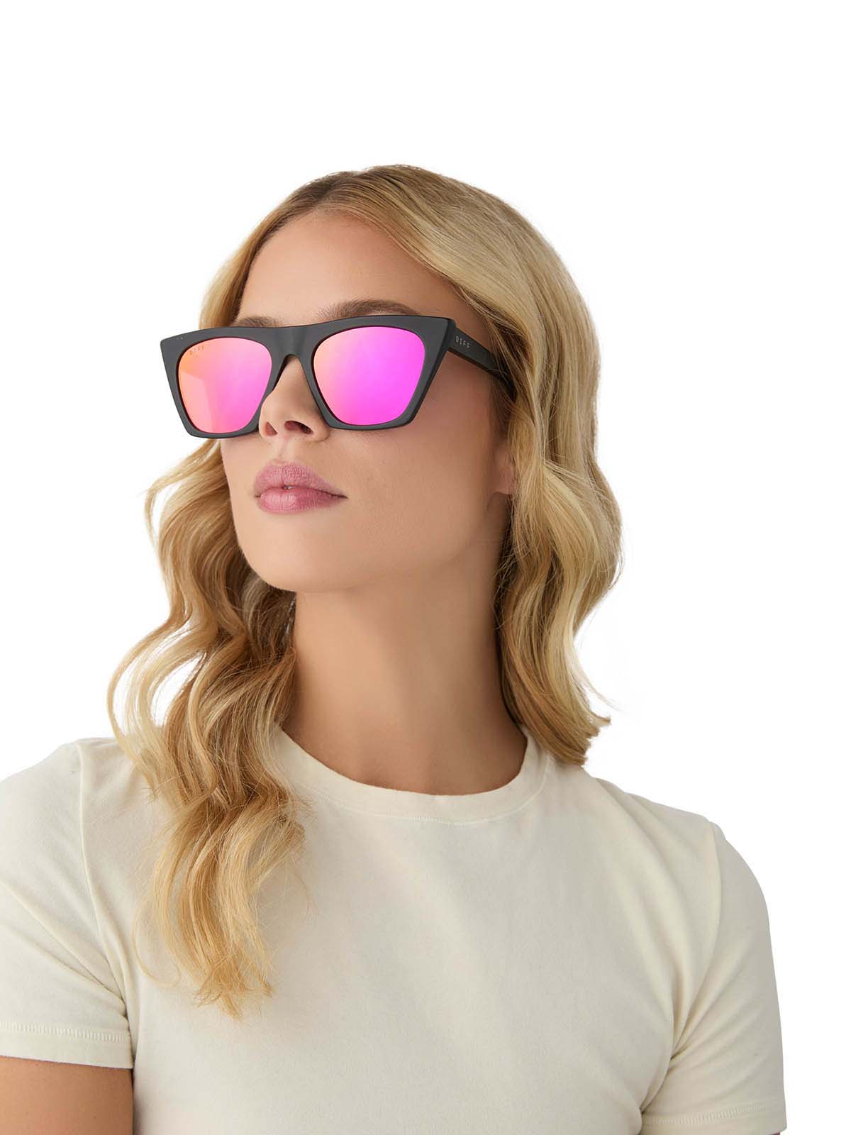 DIFF Eyewear Avril Sunglasses Matte Black & Sunset Mirror