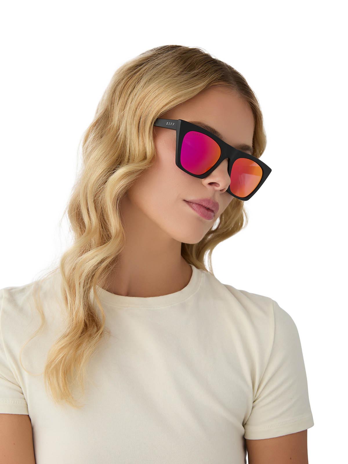 DIFF Eyewear Avril Sunglasses Matte Black & Sunset Mirror