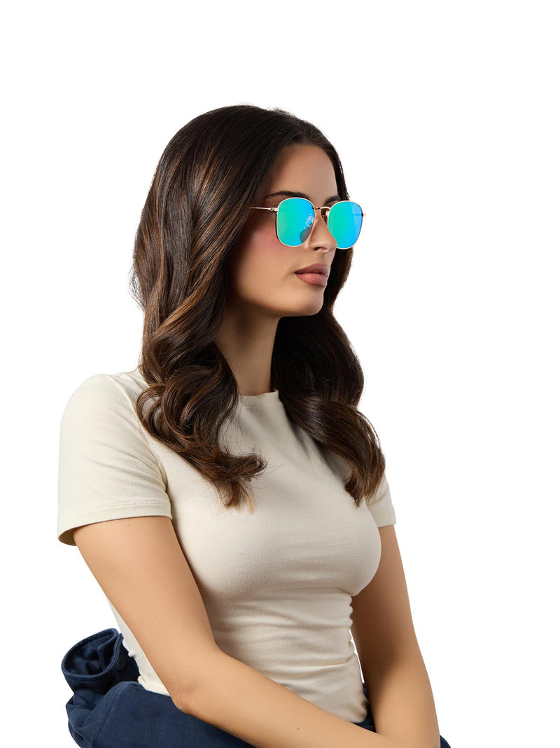 DIFF Eyewear Axel Sunglasses Gold & Green Mirror