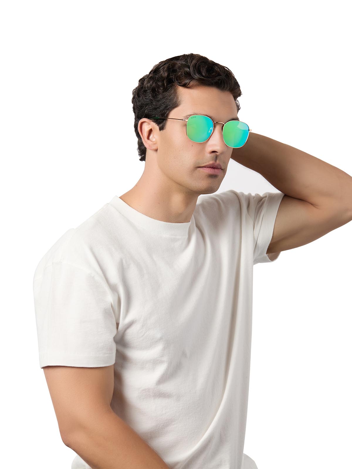 DIFF Eyewear Axel Sunglasses Gold & Green Mirror