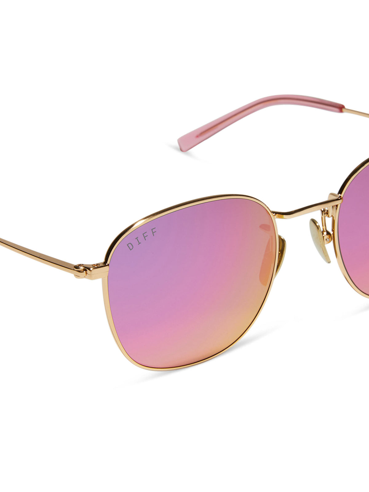 diff eyewear axel sunglasses in gold and pink rush mirror