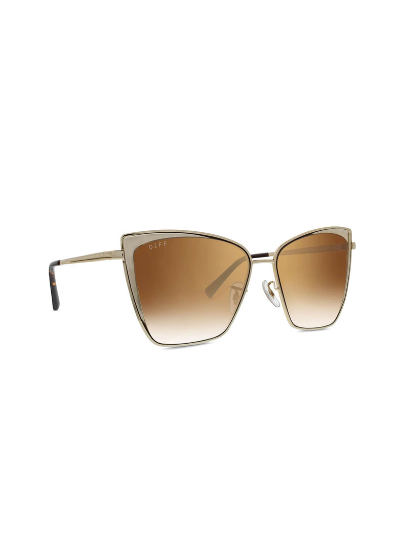 DIFF Eyewear Becky Sunglasses in Gold Flash Brown Gradient