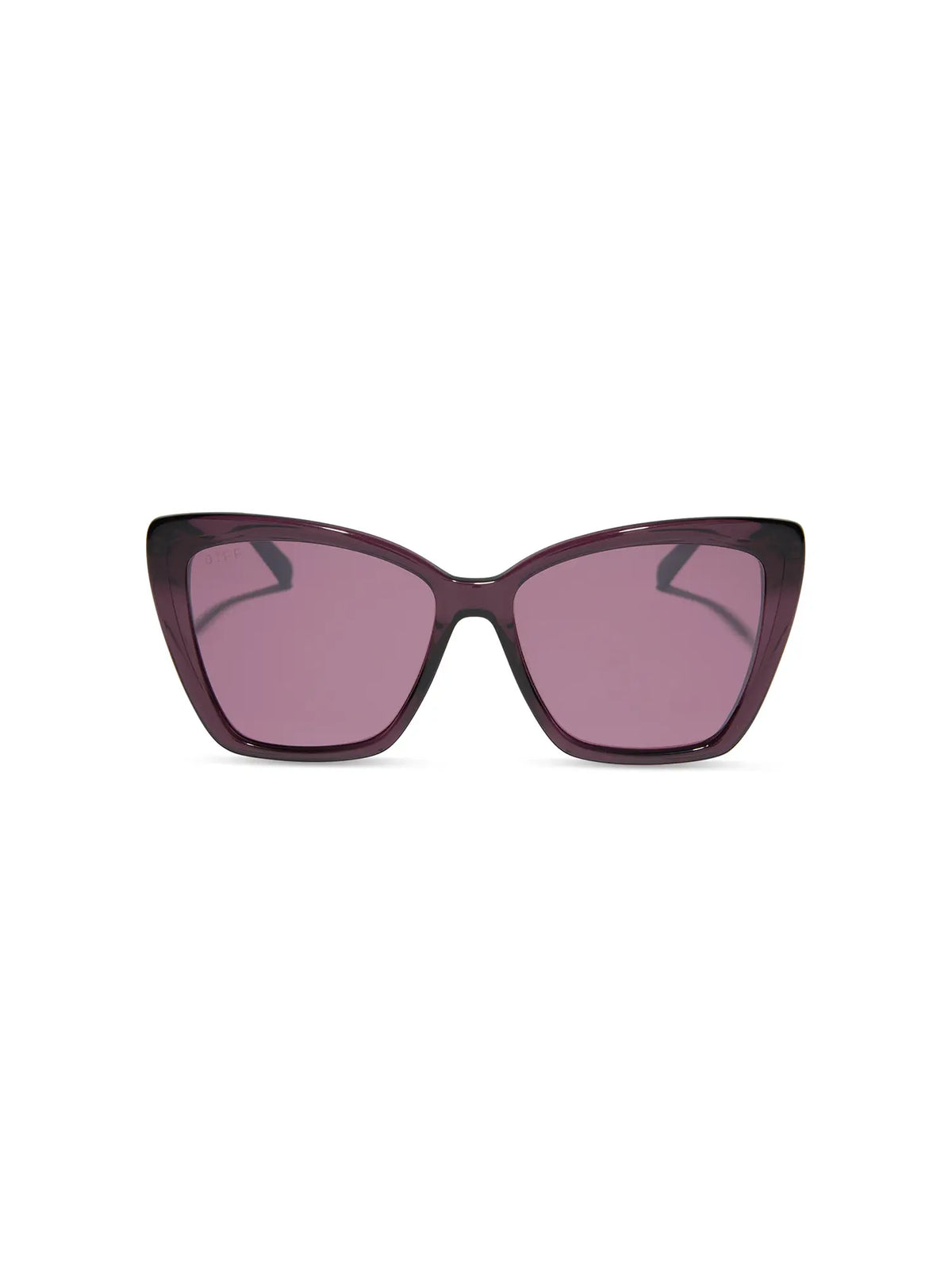 DIFF Eyewear Becky II Sunglasses Black Aubergine Temple Tips & Aubergine Silver Flash Polarized