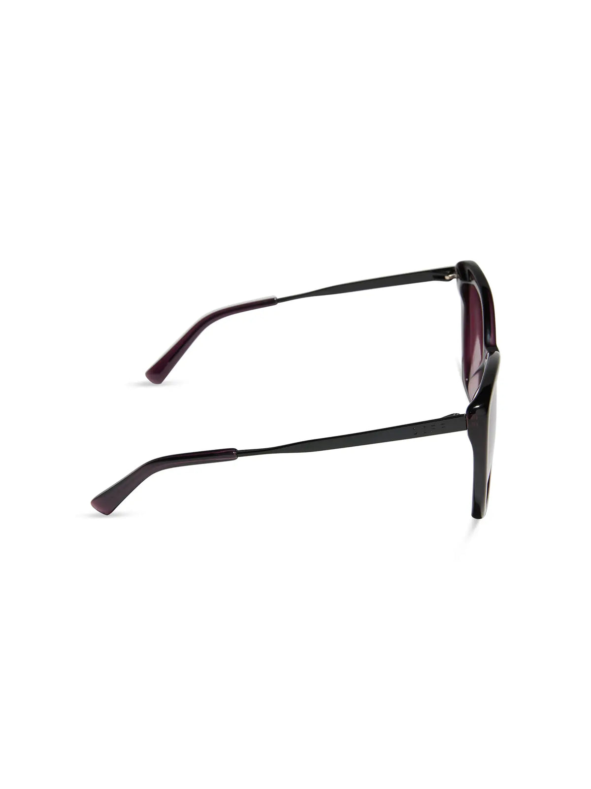 DIFF Eyewear Becky II Sunglasses Black Aubergine Temple Tips & Aubergine Silver Flash Polarized