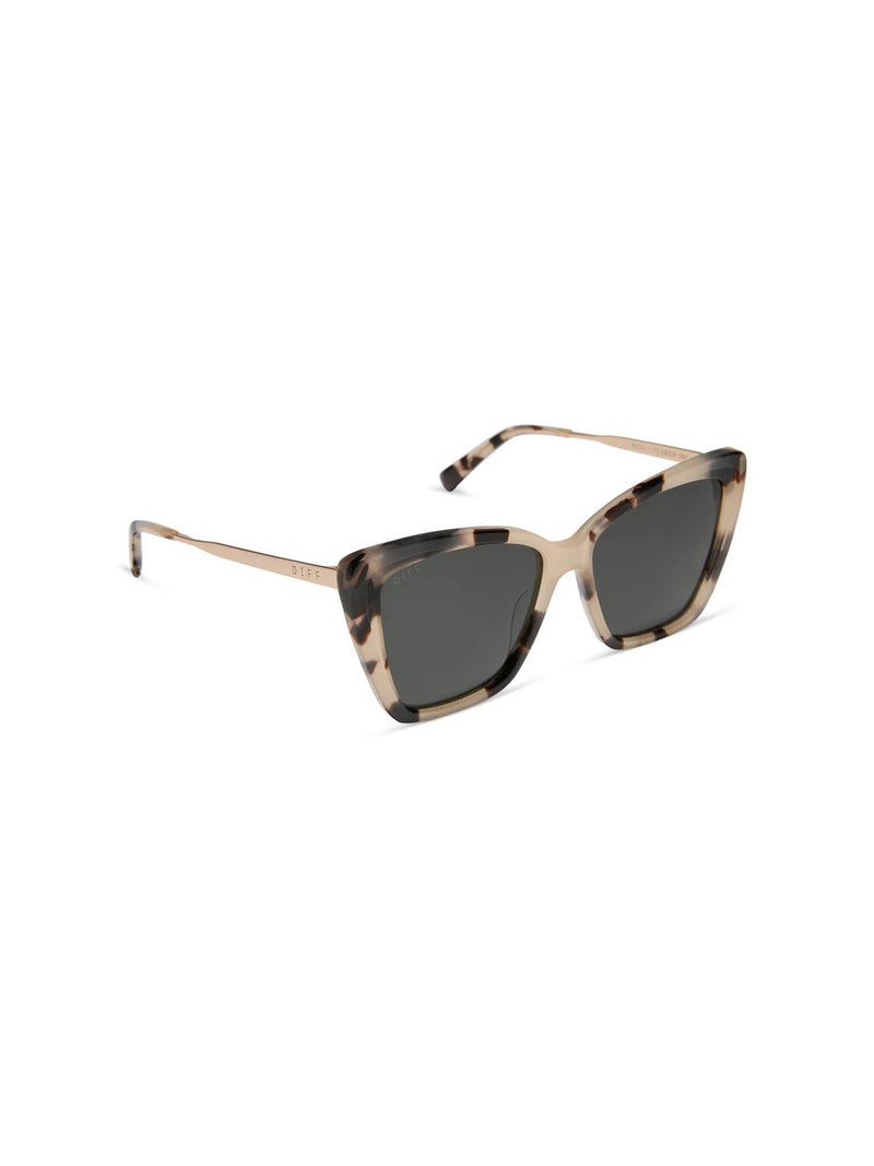 DIFF Eyewear Becky II Sunglasses in Cream Tortoise Grey Polarized