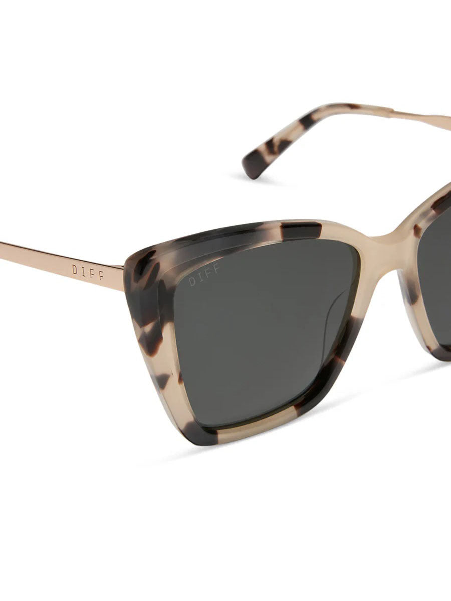 DIFF Eyewear Becky II Sunglasses in Cream Tortoise Grey Polarized