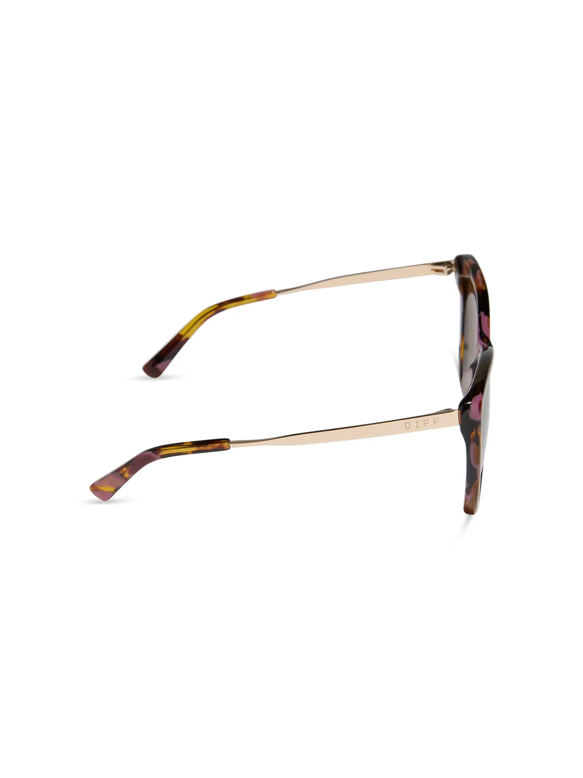 DIFF Eyewear Becky II Sunglasses: Gold Torino Tortoise Temple Tips & Brown Polarized