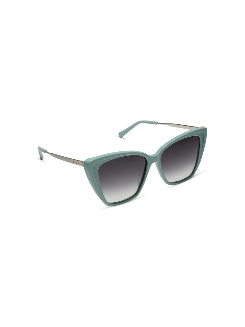 DIFF Eyewear Becky II Sunglasses: Steel Teal & Grey Gradient