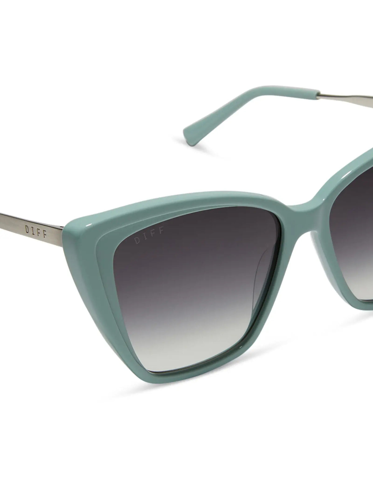 DIFF Eyewear Becky II Sunglasses: Steel Teal & Grey Gradient