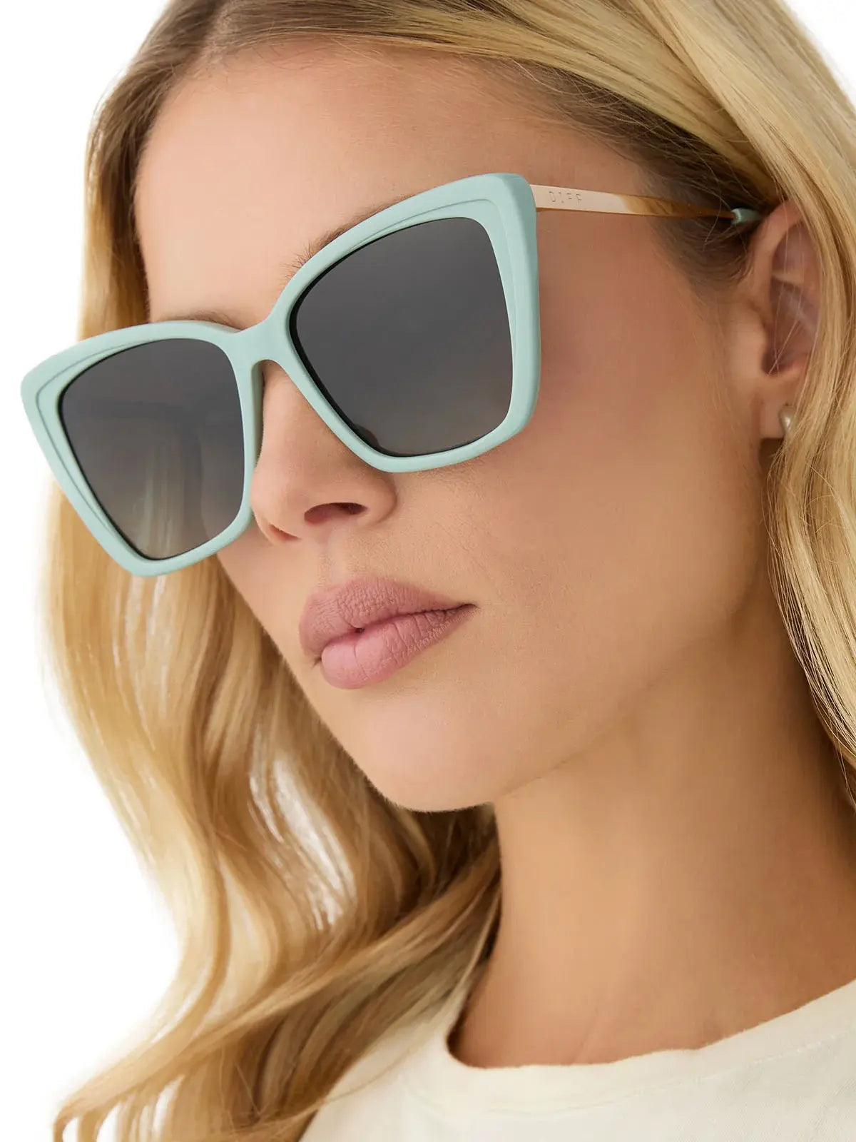 DIFF Eyewear Becky II Sunglasses: Steel Teal & Grey Gradient