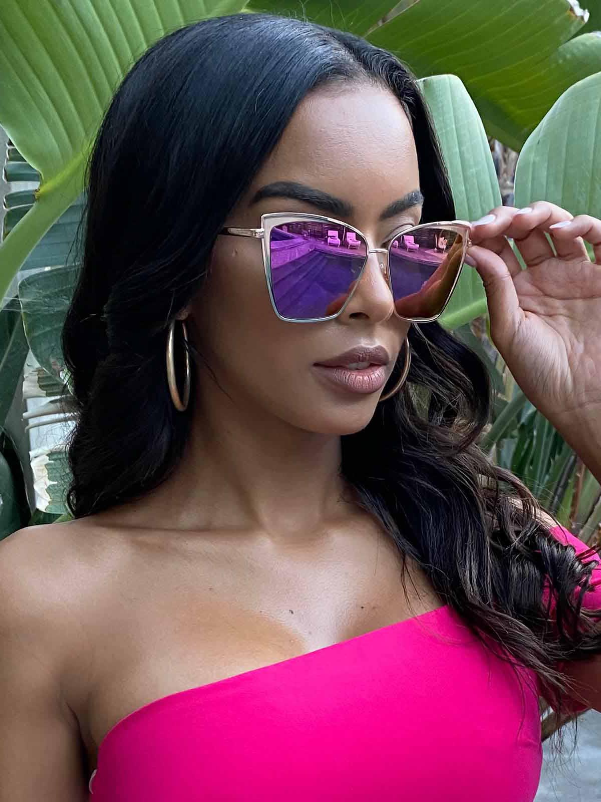 DIFF Eyewear Becky Sunglasses: Rose Gold Pink Mirror – Bliss