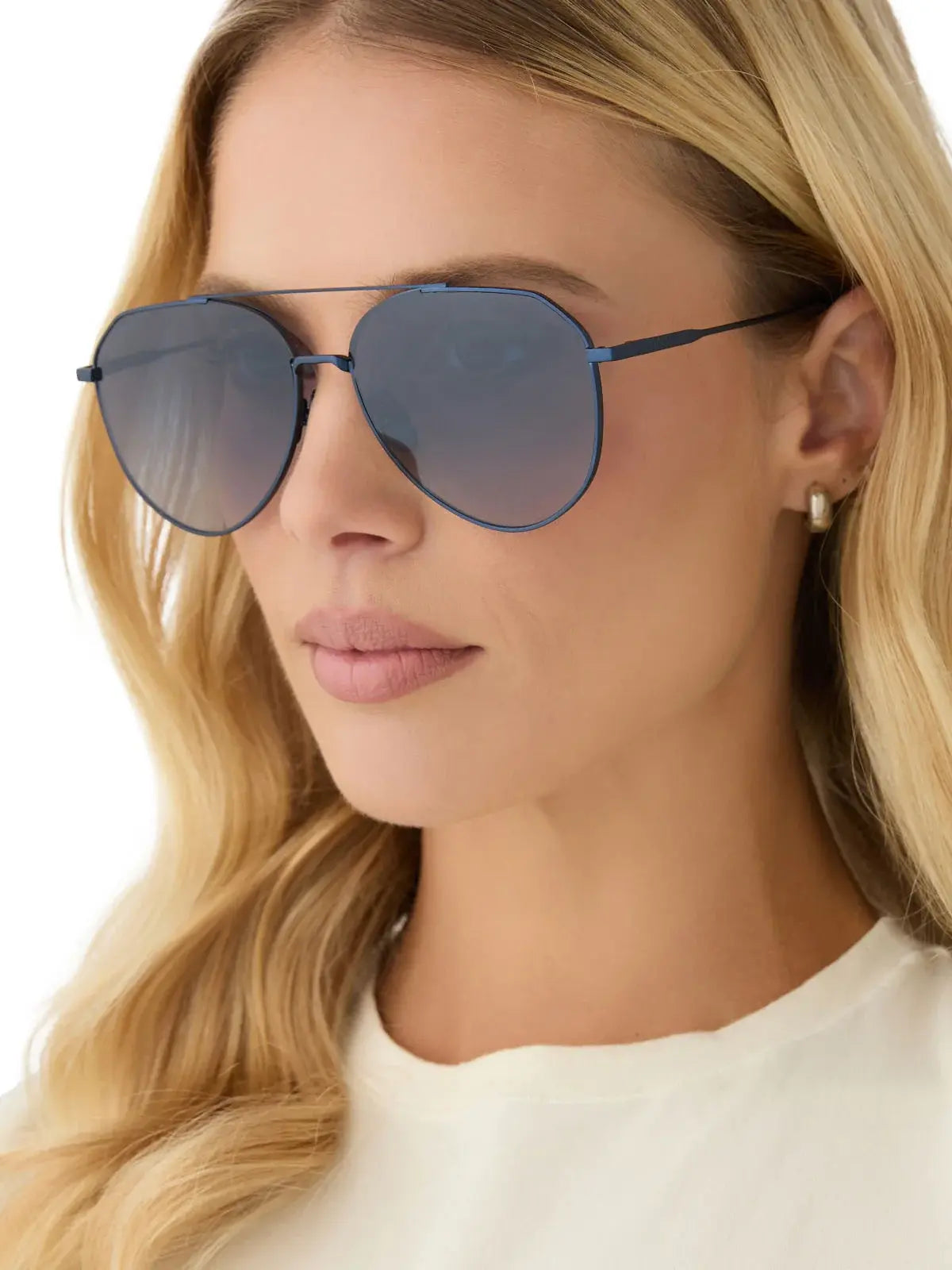 DIFF Eyewear Dash Sunglasses: Deep Navy Metal & Aegean Blue Flash