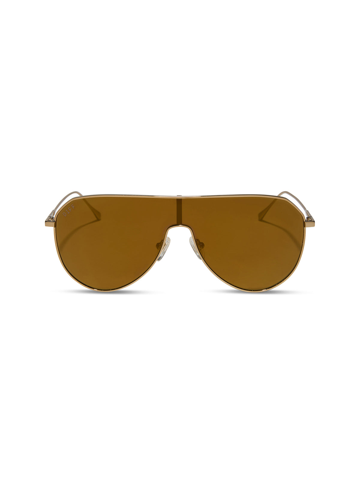DIFF Eyewear Dash Shield Sunglasses in Copper Metal Brown Gold Flash