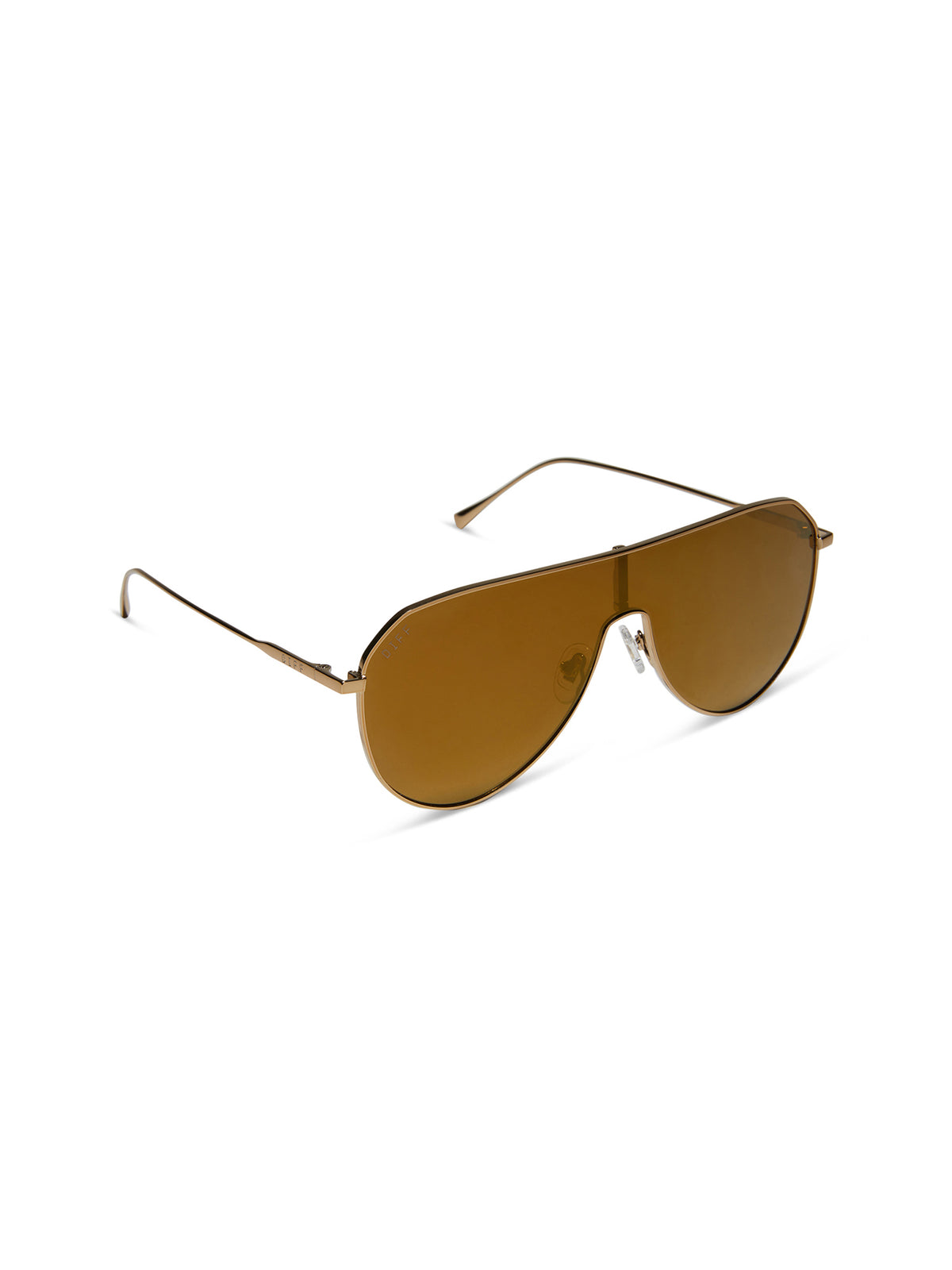 DIFF Eyewear Dash Shield Sunglasses in Copper Metal Brown Gold Flash