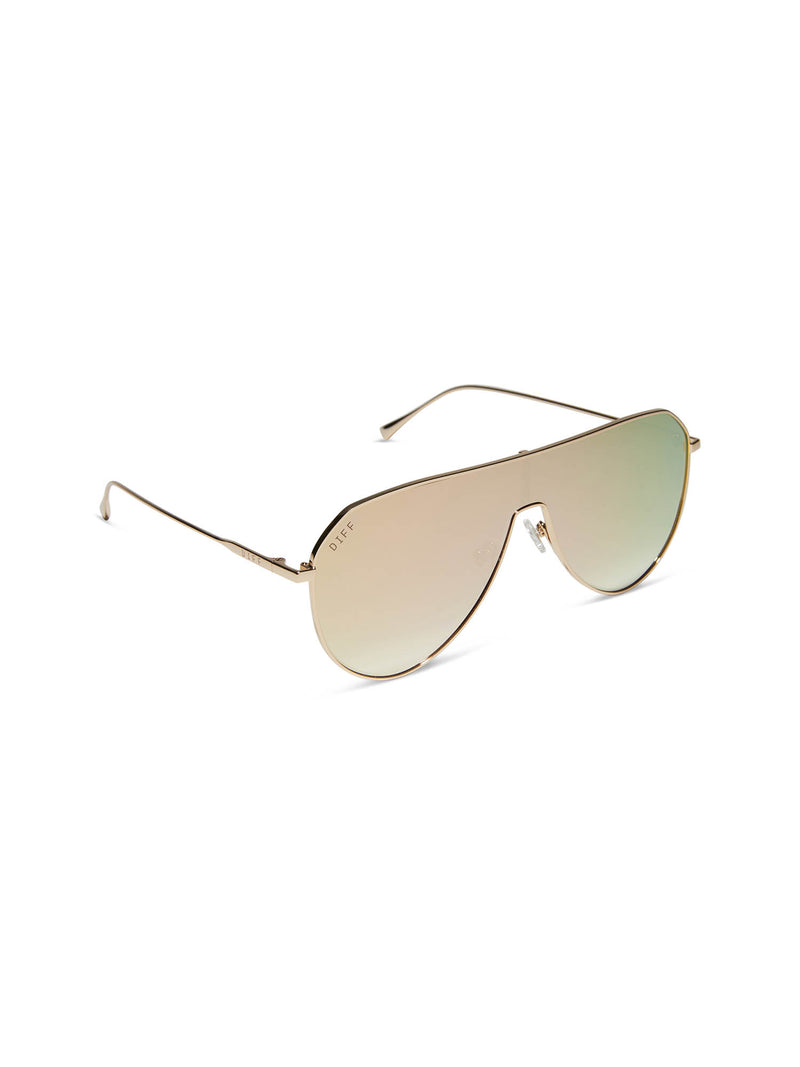 DIFF eyewear dash shield sunglasses in gold and taupe flash