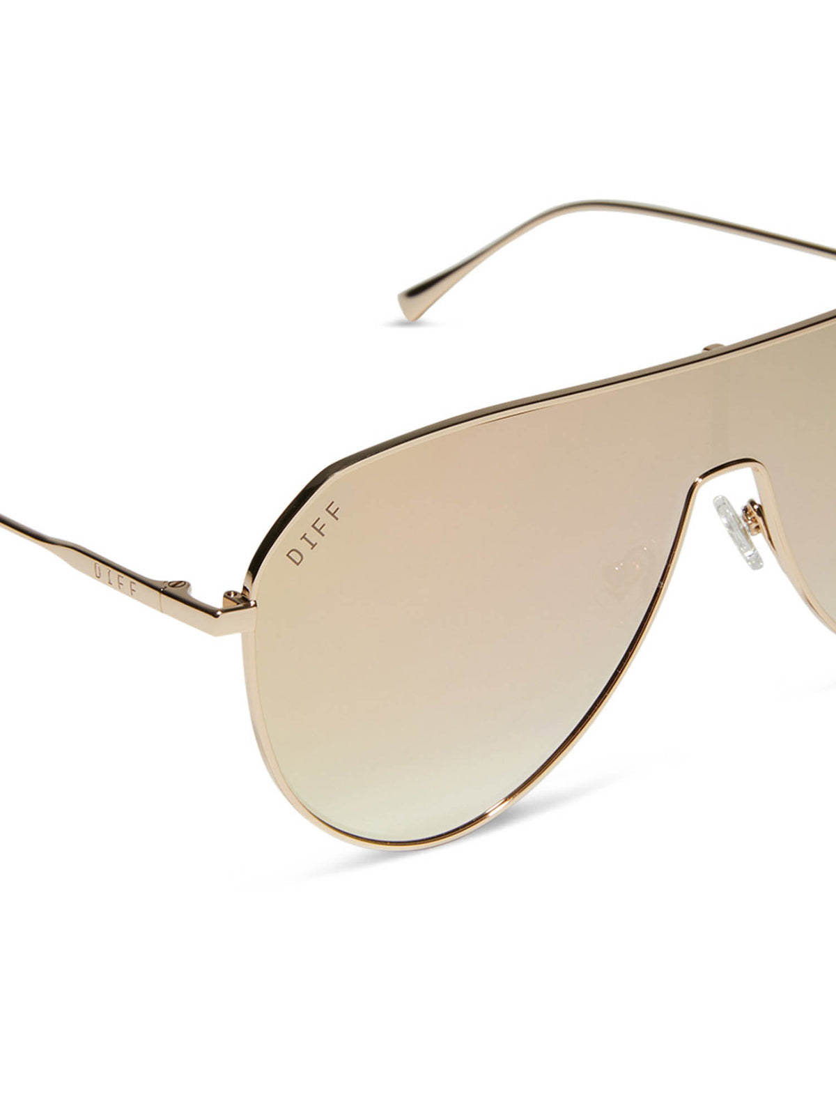 DIFF eyewear dash shield sunglasses in gold and taupe flash