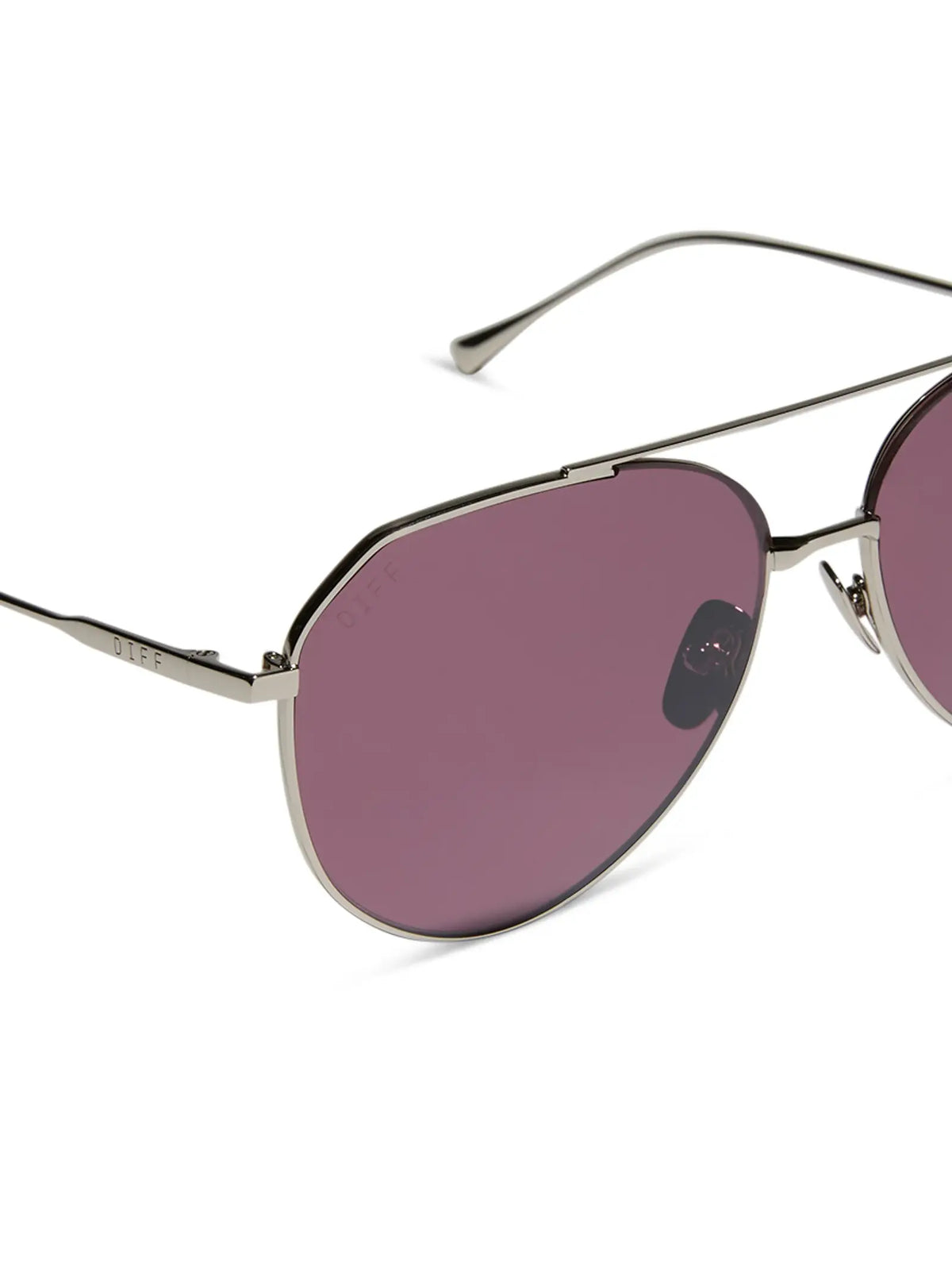 DIFF Eyewear Dash Sunglasses: Silver & Aubergine Silver Flash Polarized