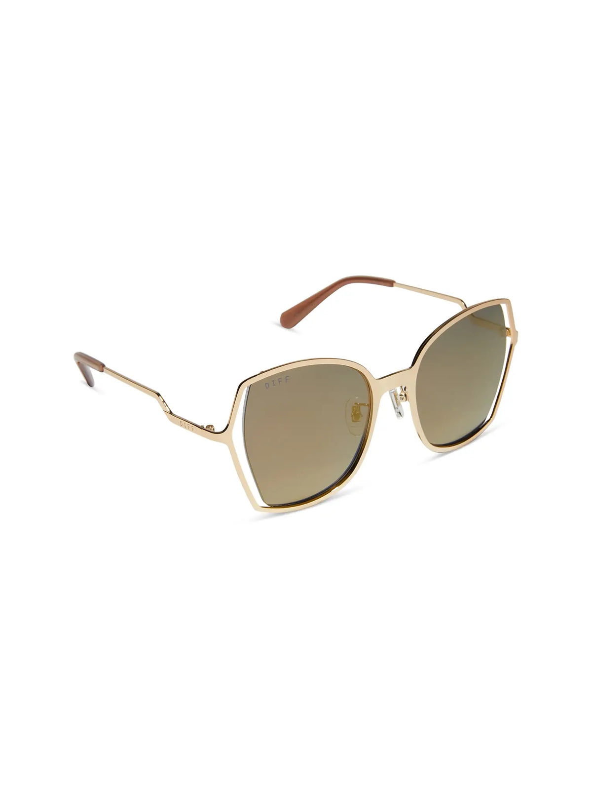 DIFF Eyewear Donna III Sunglasses in Gold Gold Mirror Polarized