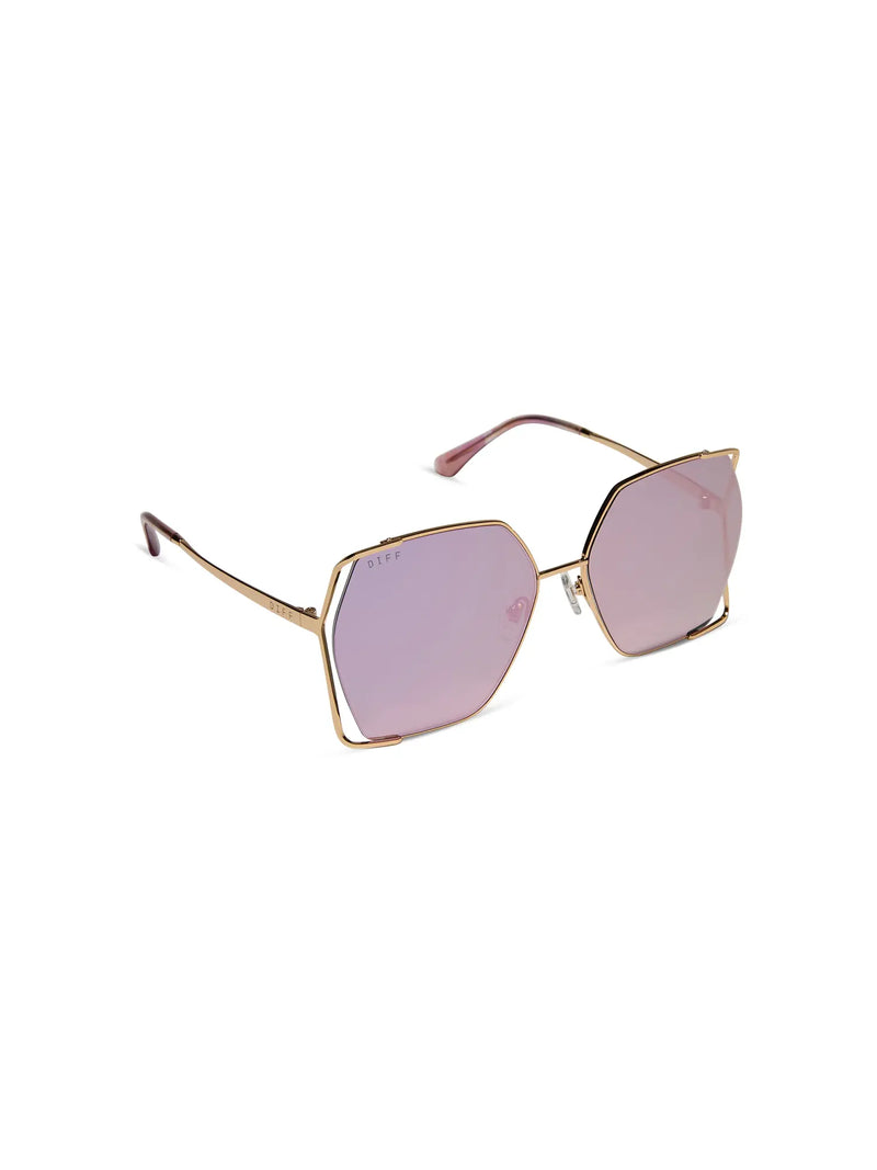 DIFF Eyewear Donna IV Sunglasses: Gold & Taupe Mirror