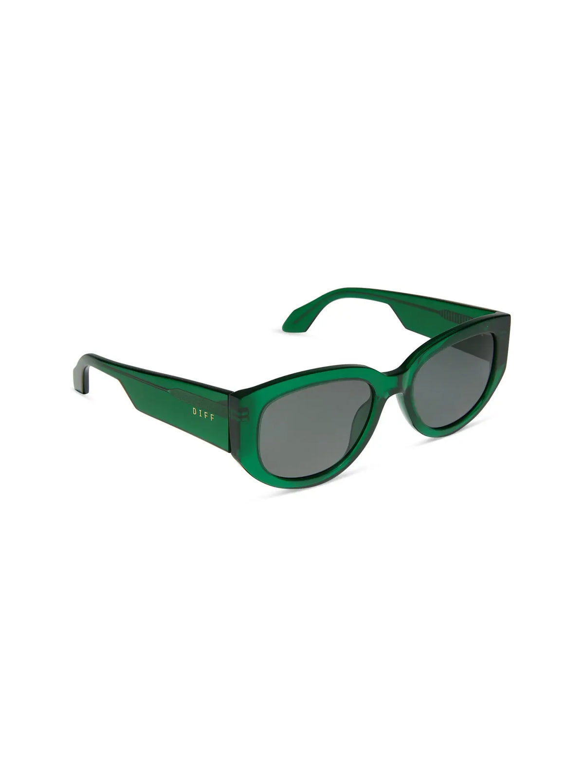 DIFF eyewear drew sunglasses in palm green crystal and grey polarized