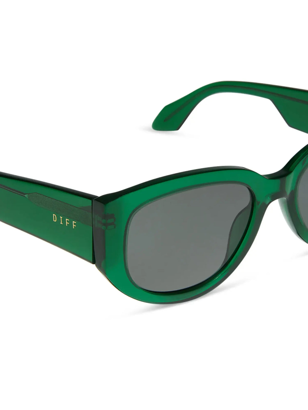 DIFF eyewear drew sunglasses in palm green crystal and grey polarized