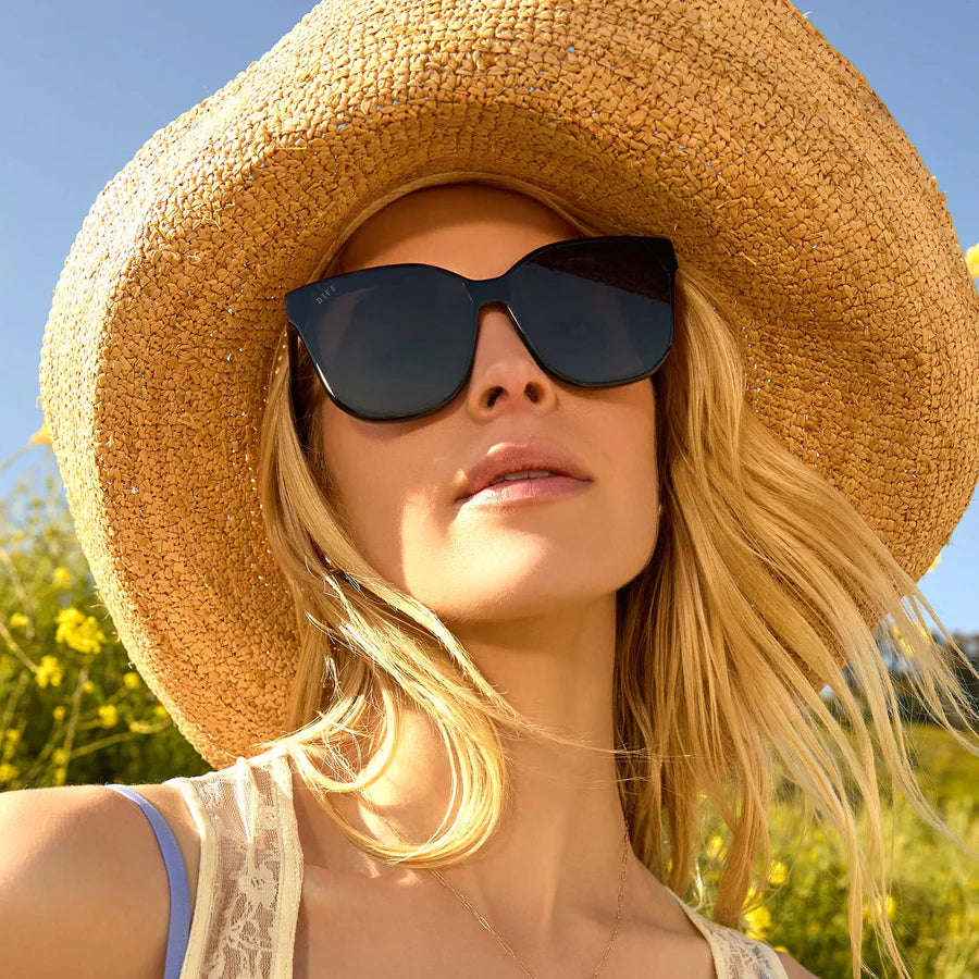 DIFF Eyewear Gia Sunglasses in Black Grey