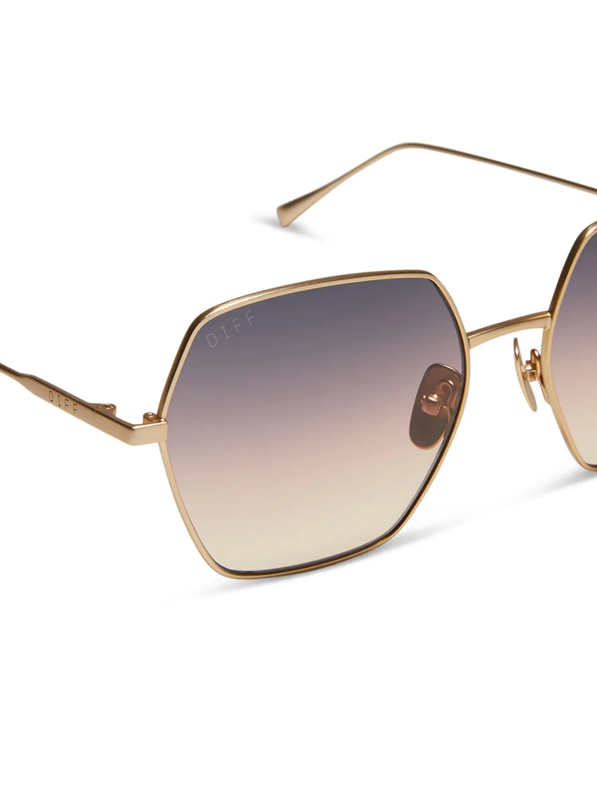 DIFF Eyewear Harlowe Sunglasses in Brushed Gold Twilight Gradient