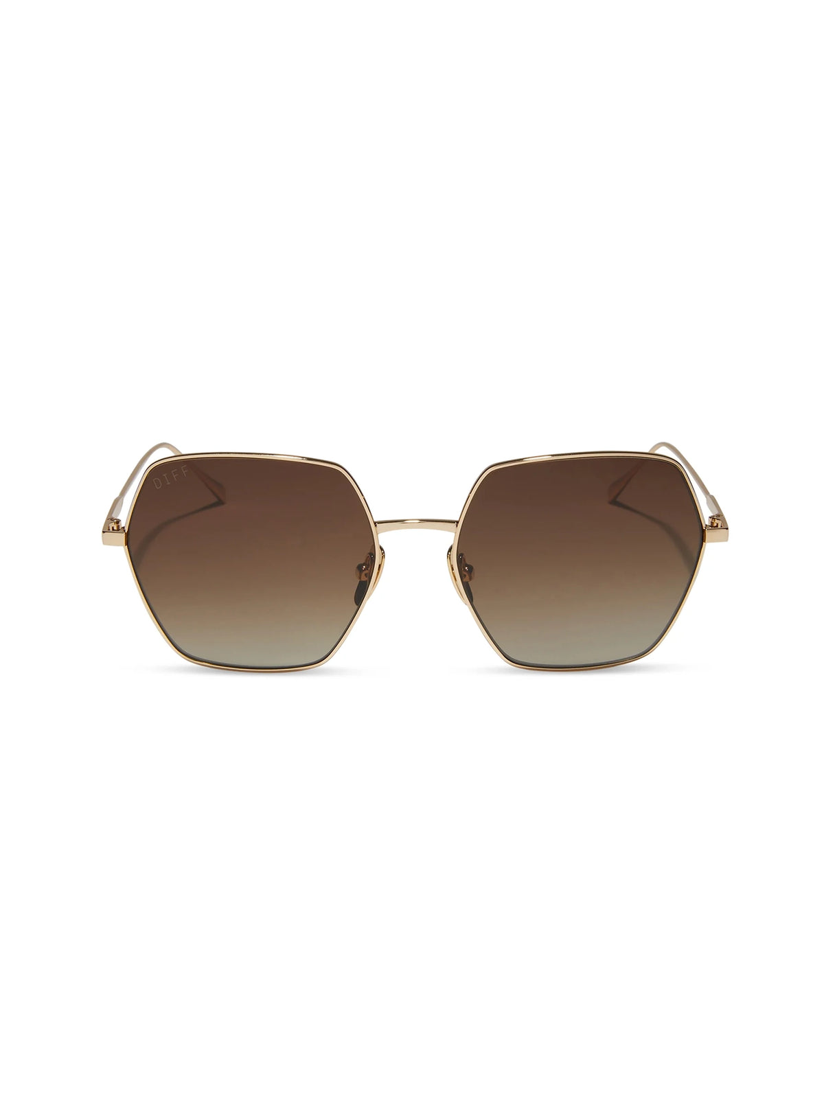 diff eyewear harlowe sunglasses in gold brown gradient polarized