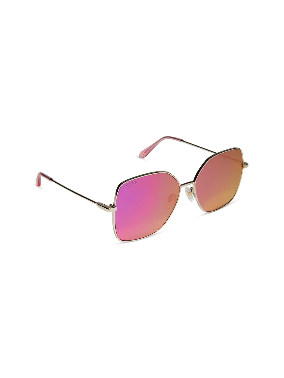 DIFF Eyewear Iris Sunglasses in Gold Pink Rush Mirror