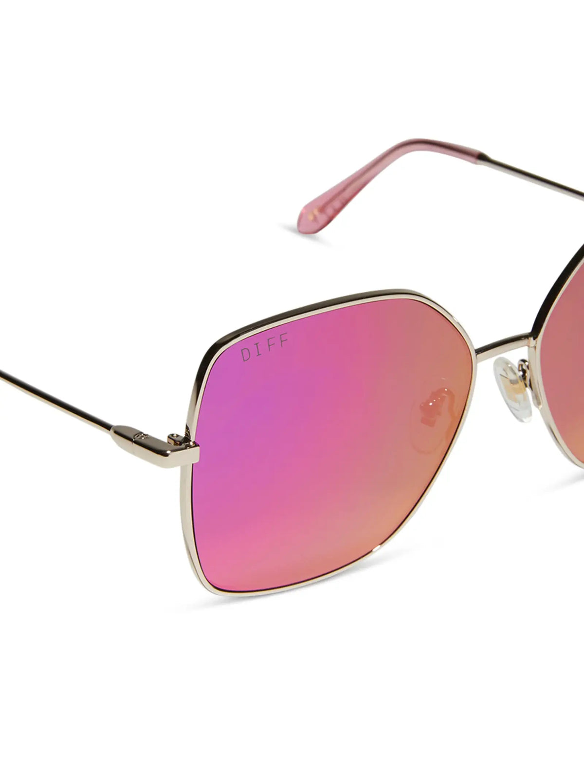 DIFF Eyewear Iris Sunglasses in Gold Pink Rush Mirror