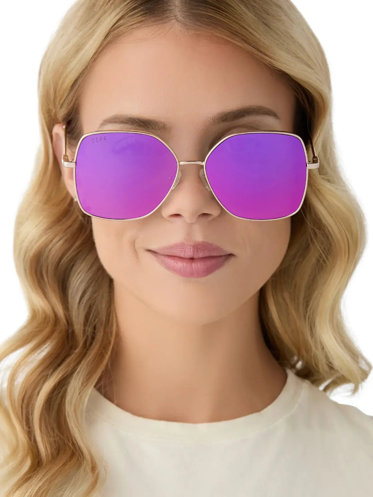 DIFF Eyewear Iris Sunglasses in Gold Pink Rush Mirror