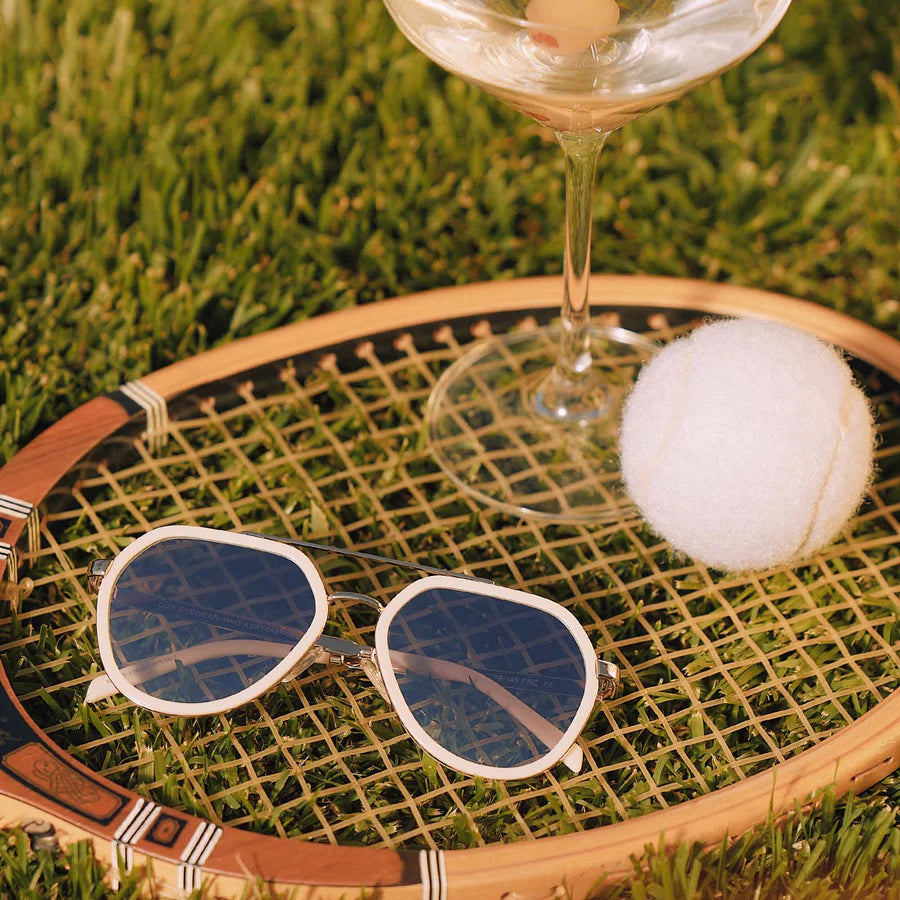 DIFF Eyewear Joey Sunglasses - Courtside Ivory Gold Metal Slate Gradient Flash