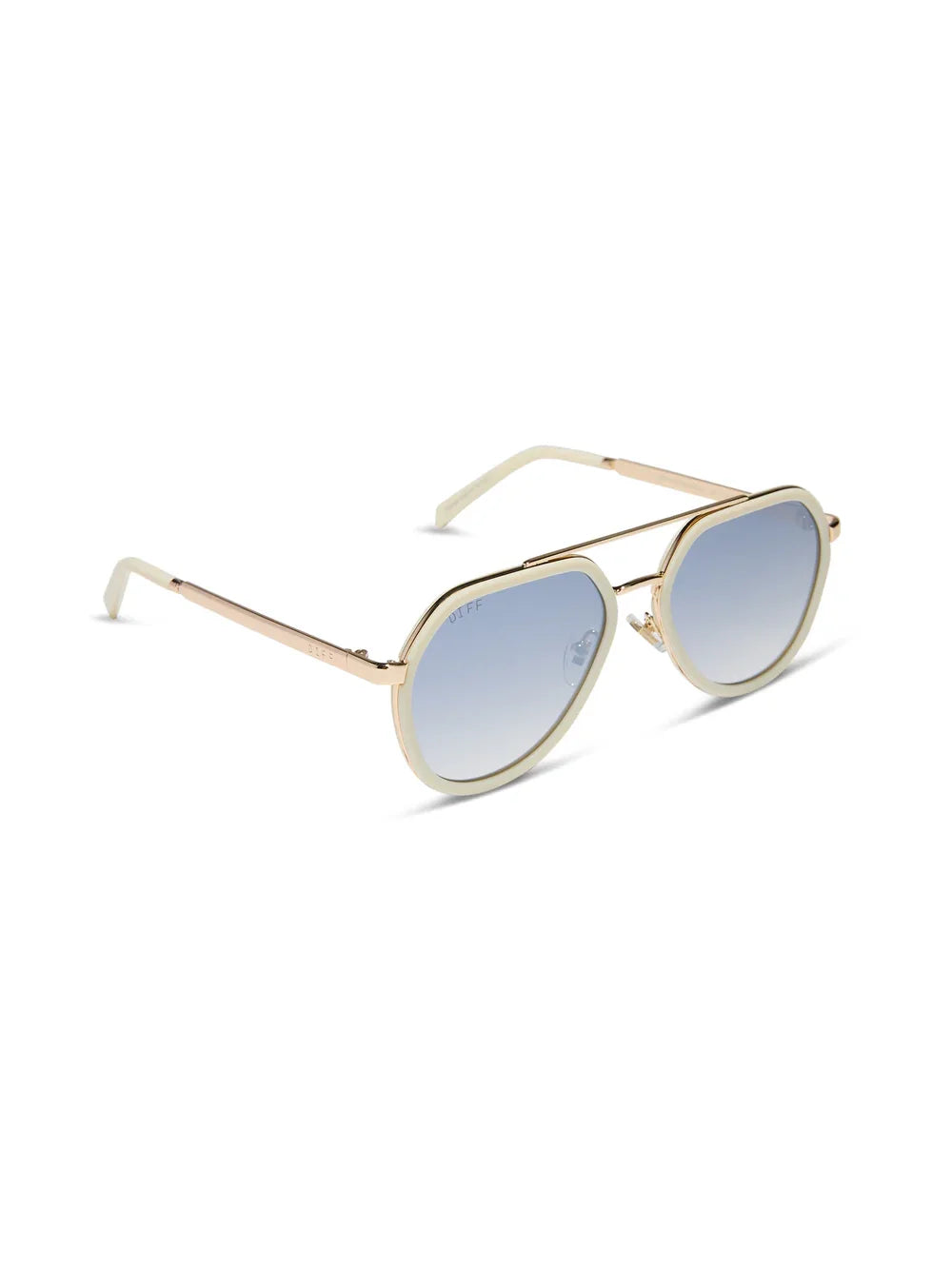 DIFF Eyewear Joey Sunglasses - Courtside Ivory Gold Metal Slate Gradient Flash