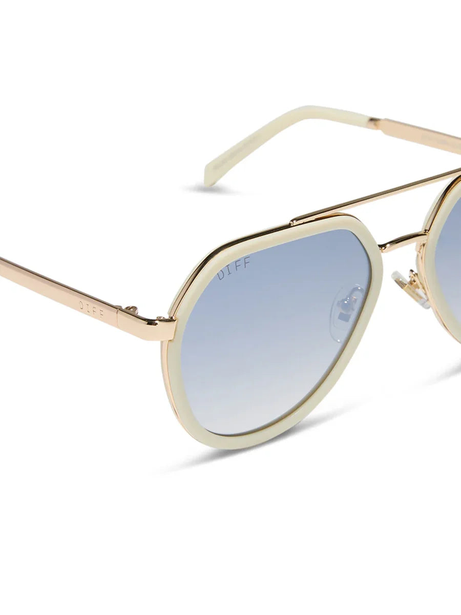 DIFF Eyewear Joey Sunglasses - Courtside Ivory Gold Metal Slate Gradient Flash