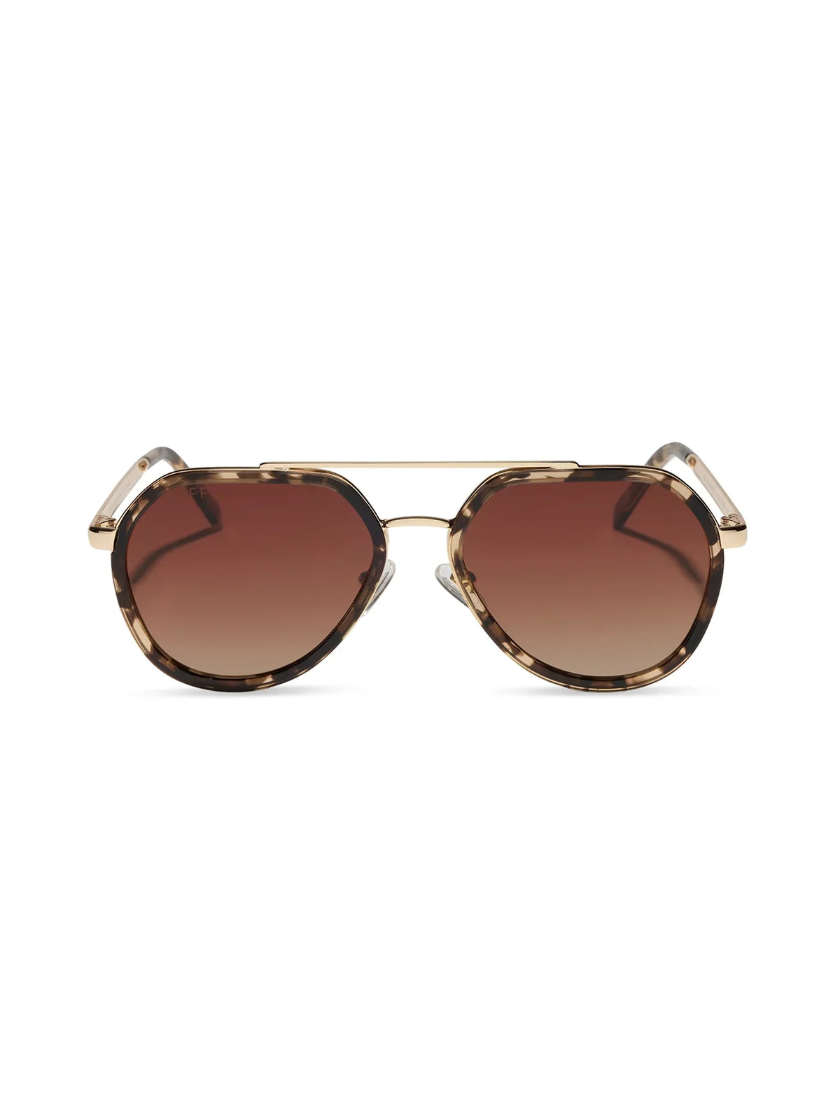 DIFF Eyewear Joey Sunglasses - Espresso Tortoise Gold Metal Brown Gradient Polarized