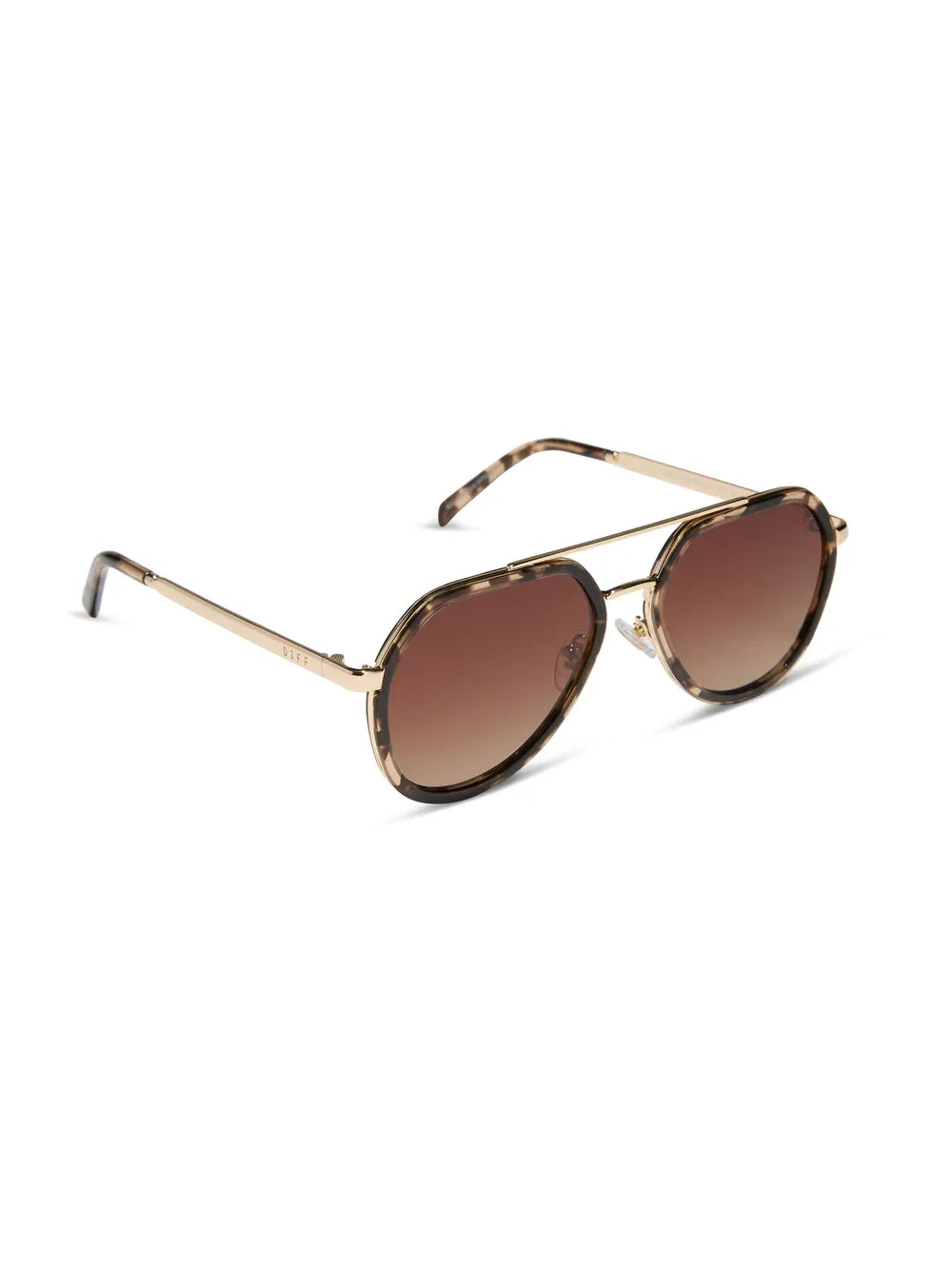DIFF Eyewear Joey Sunglasses - Espresso Tortoise Gold Metal Brown Gradient Polarized