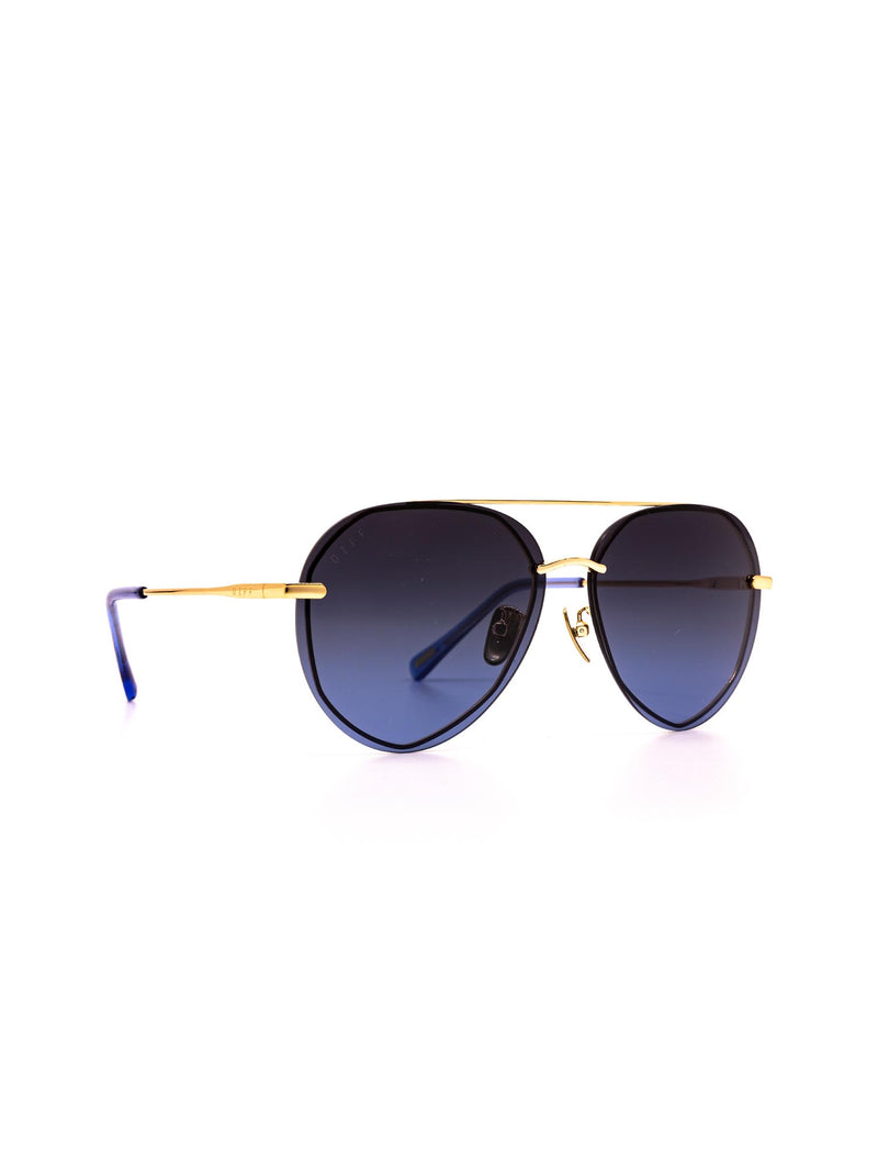 DIFF eyewear lenox sunglasses in gold and blue gradient polarized