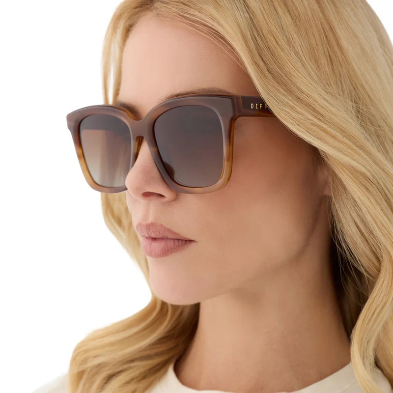 DIFF Eyewear Meredith Sunglasses in Tawny Tortoise Brown Gradient Polarized
