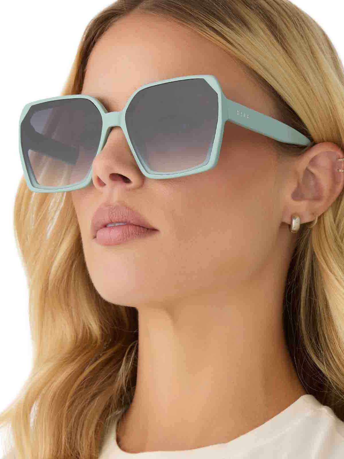 DIFF Eyewear Presley Sunglasses: Steel Teal & Grey Gradient