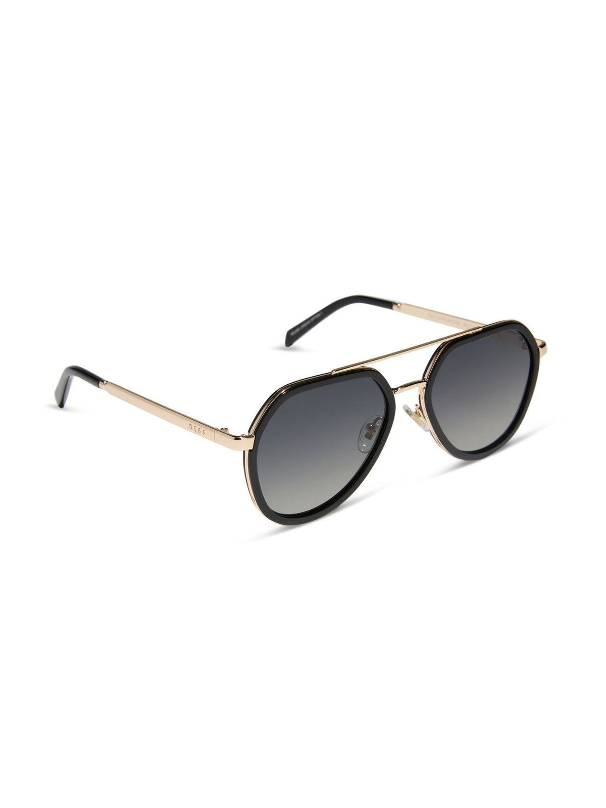 DIFF Eyewear Joey Sunglasses- Black Gold Metal Grey Gradient Polarized