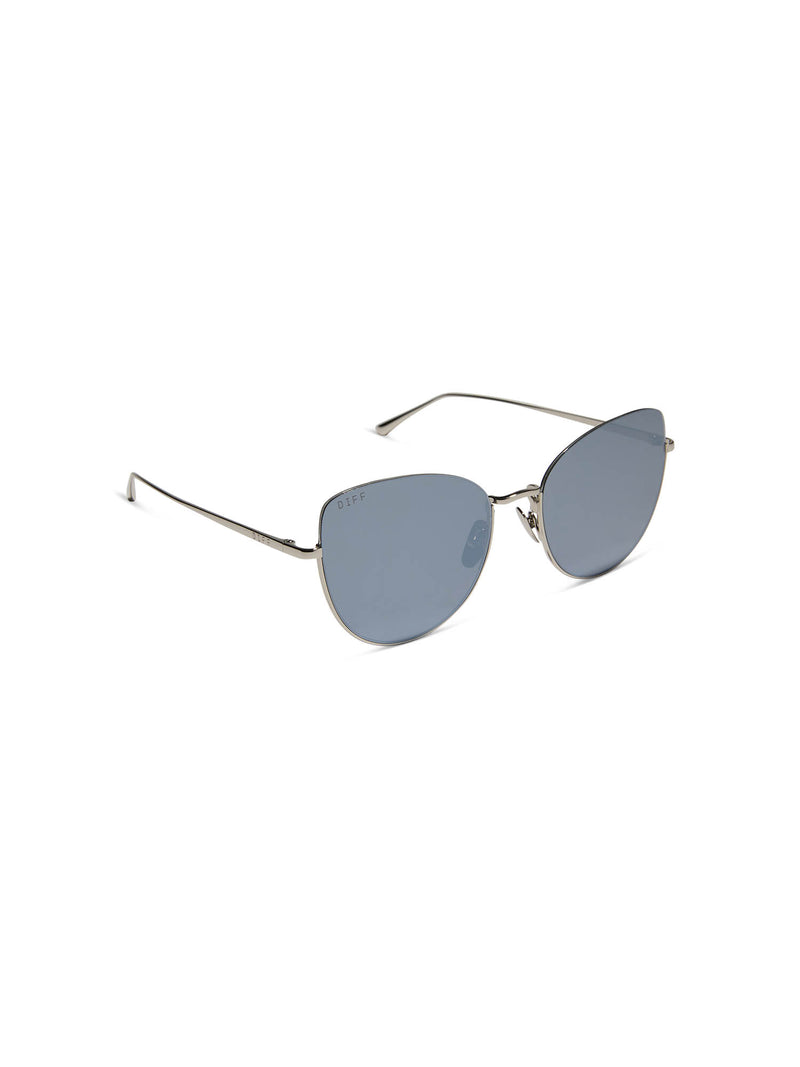 DIFF Eyewear Kinsley Sunglasses: Silver & Silver Mirror Polarized