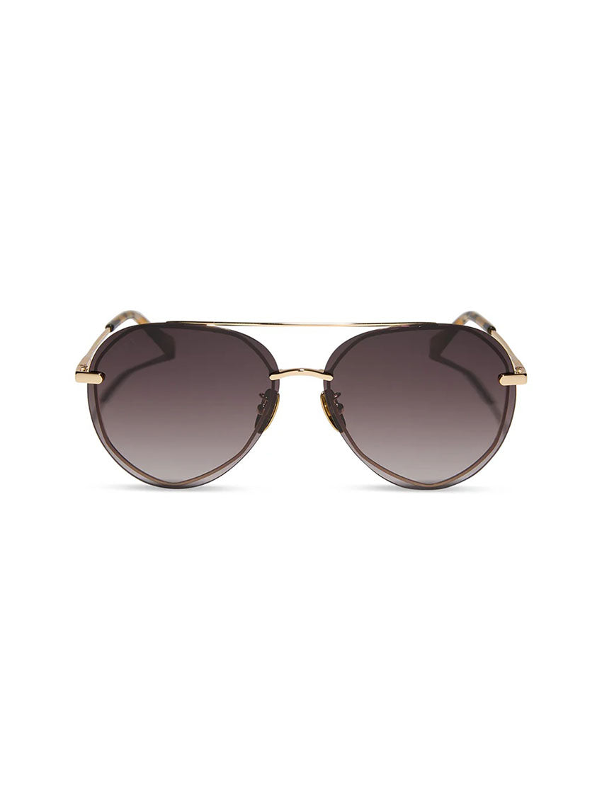 DIFF Eyewear Lenox Sunglasses in Gold Sea Tortoise Tips Brown Gradient