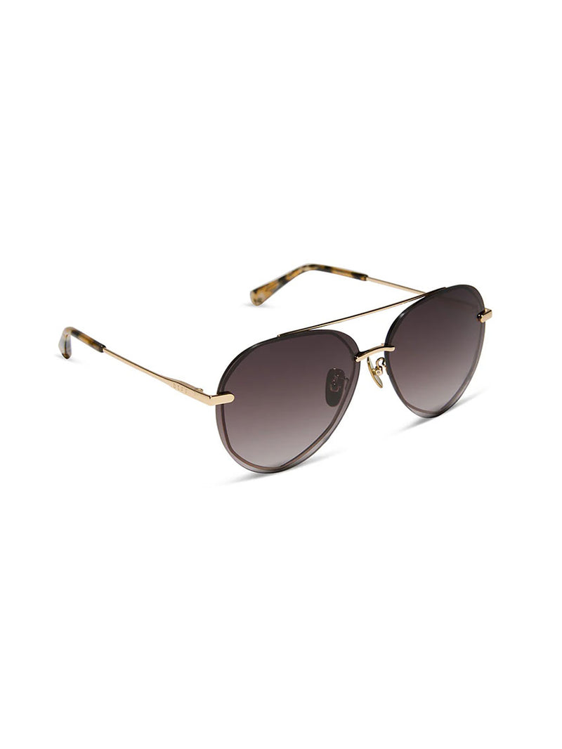 DIFF Eyewear Lenox Sunglasses in Gold Sea Tortoise Tips Brown Gradient