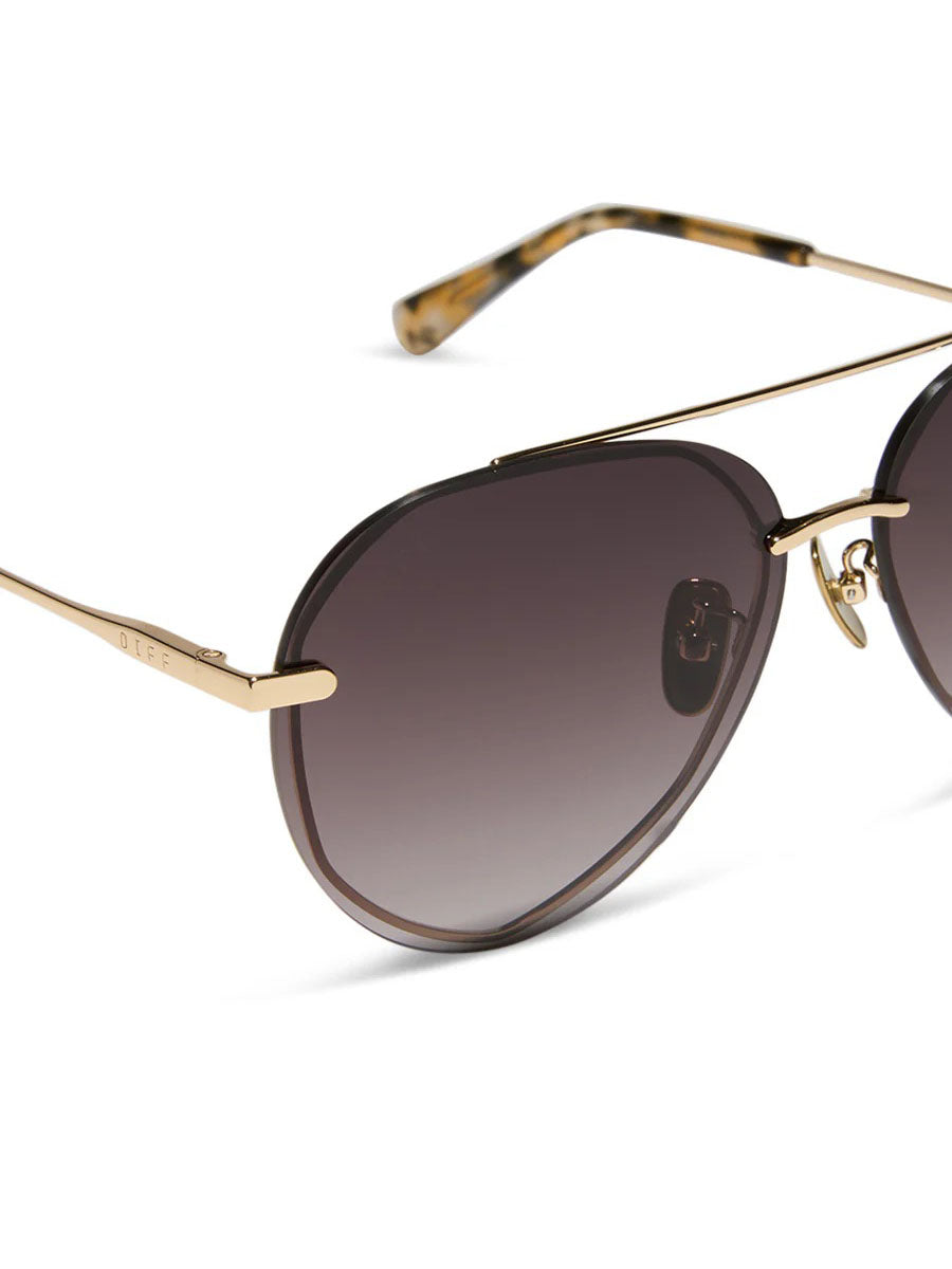 DIFF Eyewear Lenox Sunglasses in Gold Sea Tortoise Tips Brown Gradient