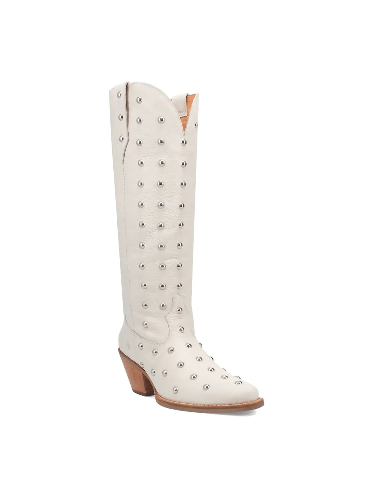 Dingo1969 Broadway Bunny Tall White Leather Stud Boot for Tennessee Vols Game Day