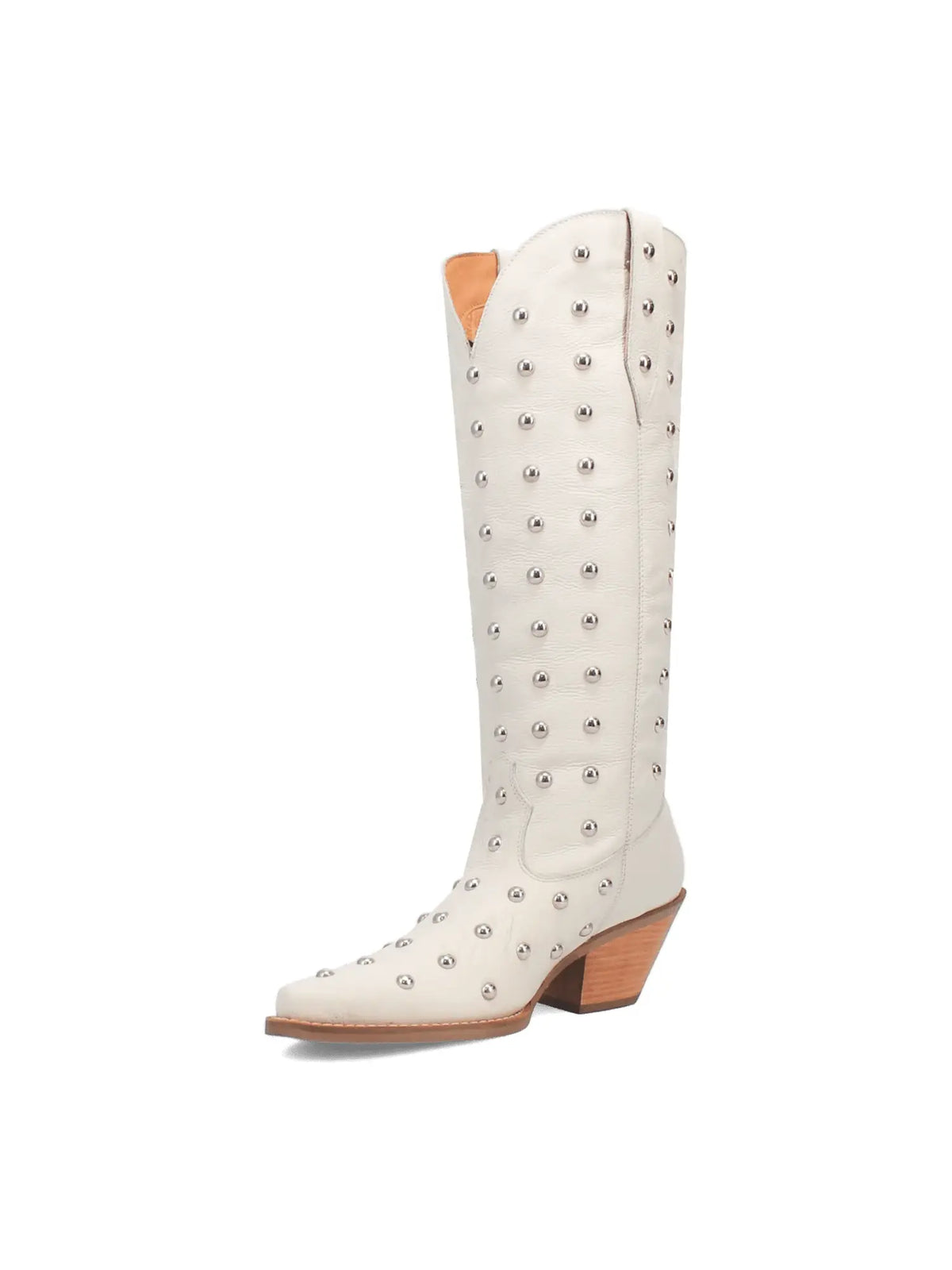 Dingo1969 Broadway Bunny Tall White Leather Stud Boot for Tennessee Vols Game Day